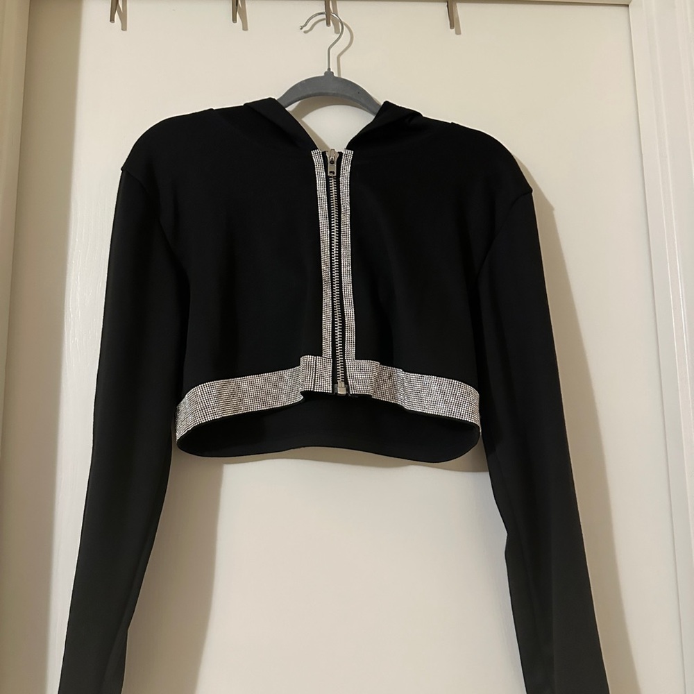 Miss Lola Black Hoodie with Silver Detailing
